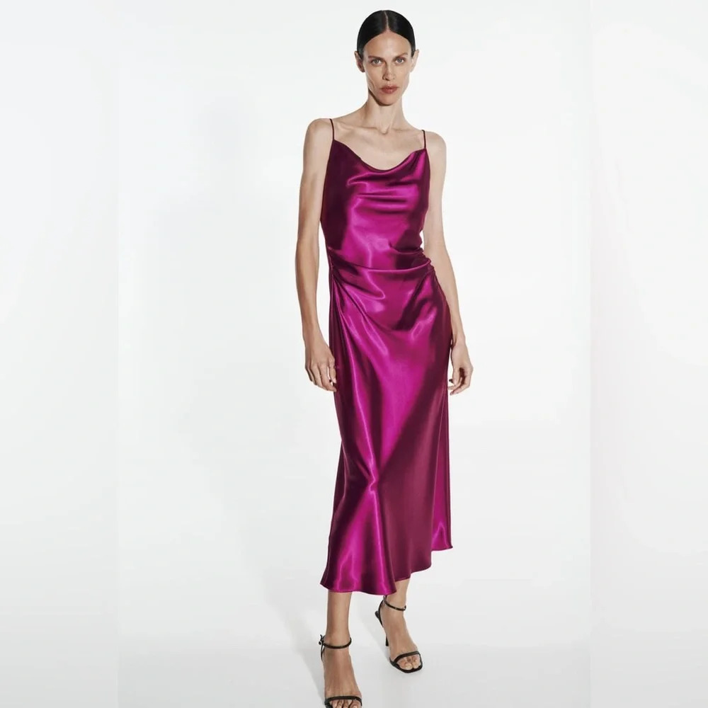 ZARA SATIN EFFECT SLIP DRESS